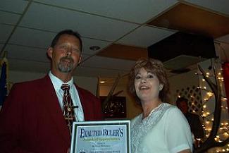 MATT PIEPER PRESENTING BARBARA THOMPSON WITH THE EXALTED RULER'S APPRECIATION AWARD 